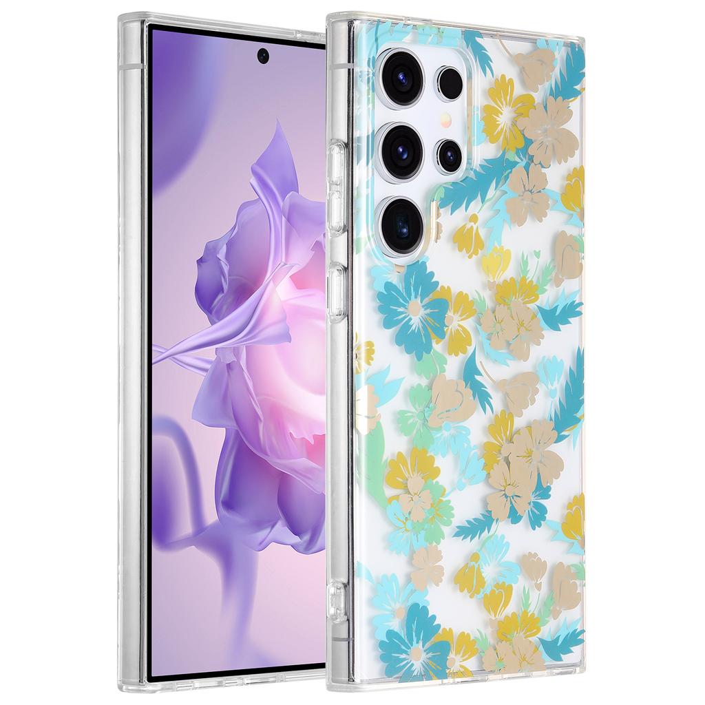 For Samsung Galaxy S24 Ultra Case IMD Floral TPU+PC Protective Phone Cover