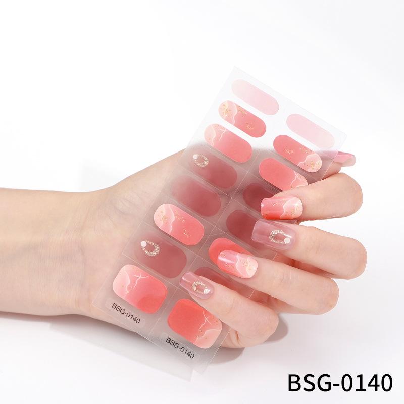 16 finger gelnagelklistermärken schackrutiga japanska och koreanska semi-härdade nagelklistermärken gelnagelklistermärken