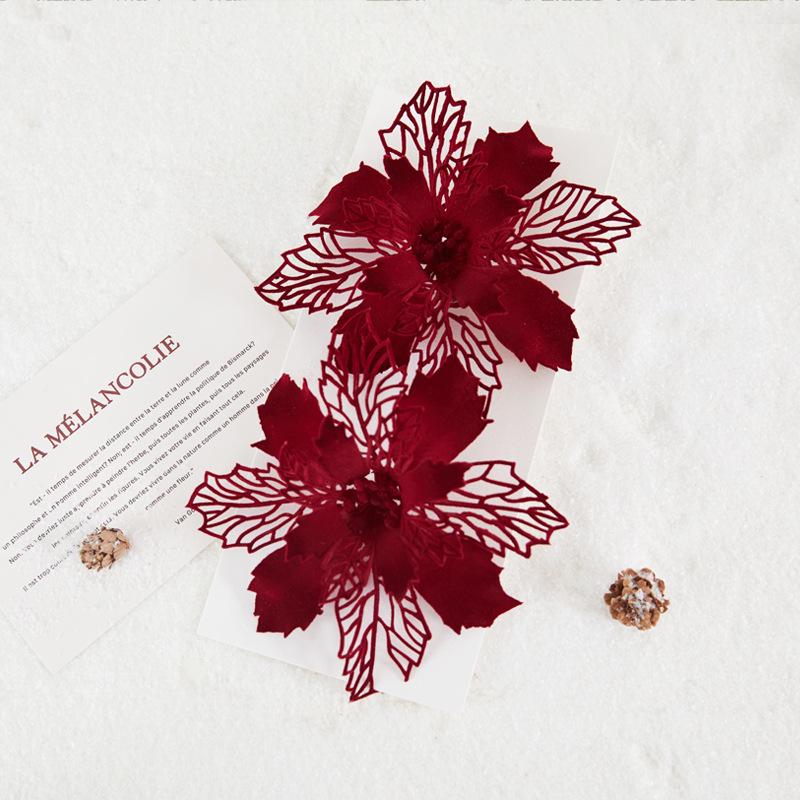 Cross-border Christmas Eve Tree Decorations: Flocking Bow & Flower Scene Pendant.