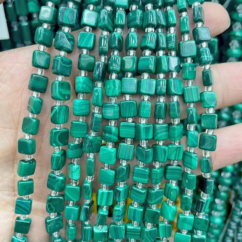 Pure Natural Malachite Tube & Oval Abacus Loose Beads for DIY Bracelet Jewelry