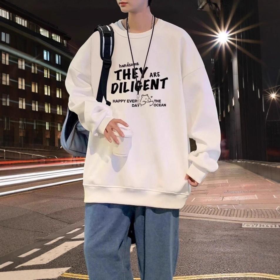 Herren Anti-Ballon Frühling/Herbst Sweatshirt - Lockere Passform, Rundhalsausschnitt, Langarm, Jugendlicher Stil.