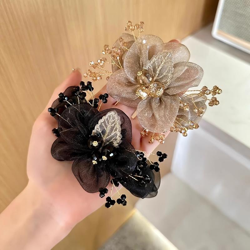 1/2pcs Fashion Lace Hair Ring Retro Embroidered Leaf Mesh Ponytail Headband Daily Matching Women's Perfect Gift Hair Accessories