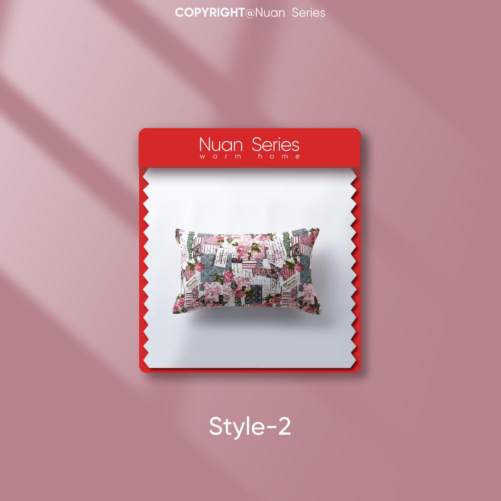 1PC Nuan Series Retro Romantic Printed Pillowcase Cotton Linen Comfortable Pink Pillowcase for Sofa Bed Living Room Bedroom Home Decor