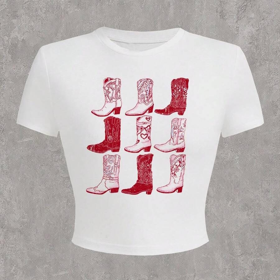 American retro YK millennial pomegranate pattern short-sleeved short T-shirt Spice Girl slim-fit front shoulder open-button top trendy