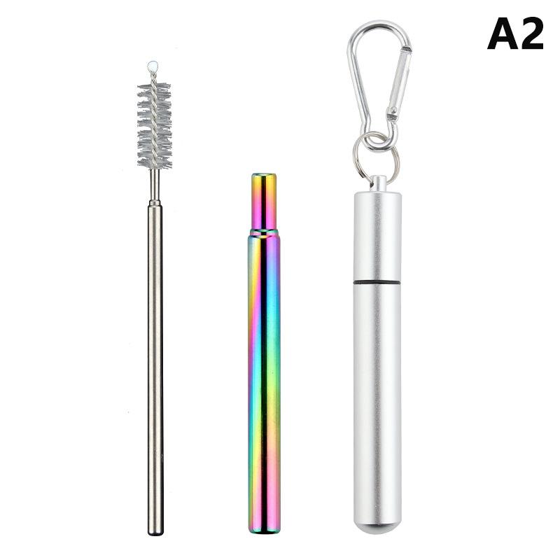 1/3Pcs Reusable Telescopic Straw 304 Stainless Steel Metal Straw With Cleaning Brush Portable Drinking Straw Set For Travel