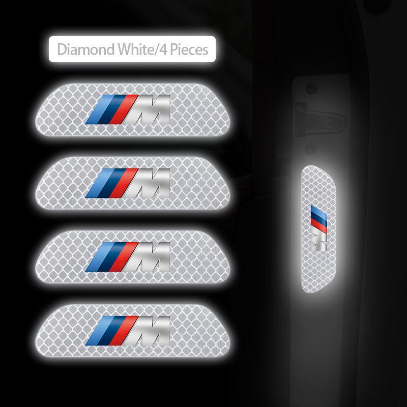 FA44Pcs Car Night Reflective Safety Warning Stickers For BMW X1 X2 X3 X5 X4 X6 X7 G30 G20 G32 G11 G12 F40 F30 F20 F10 F34 F07 F44