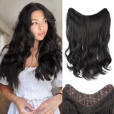 Testa Sintetica Mezza Forma a V 5 Clip In Extension Parrucchino Lungo Grande Ondulato Soffice Folto Parrucchino Per Donne Indossare Quotidiano