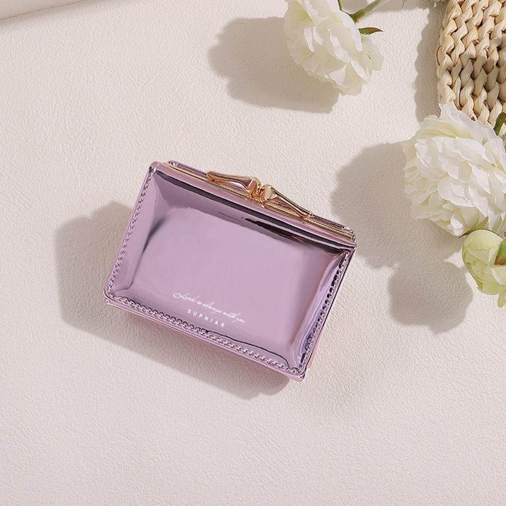 Multi-card Slot Laser Short Wallet Hasp Triple Fold Wallet Elegant Card Holder  Outdoor