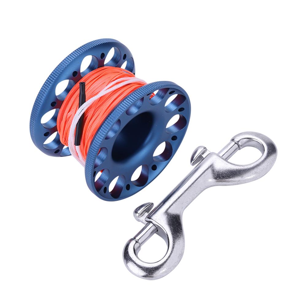 30M Diving Alu um Reel Spool Line with Stainless Steel Snap Hook (Black)