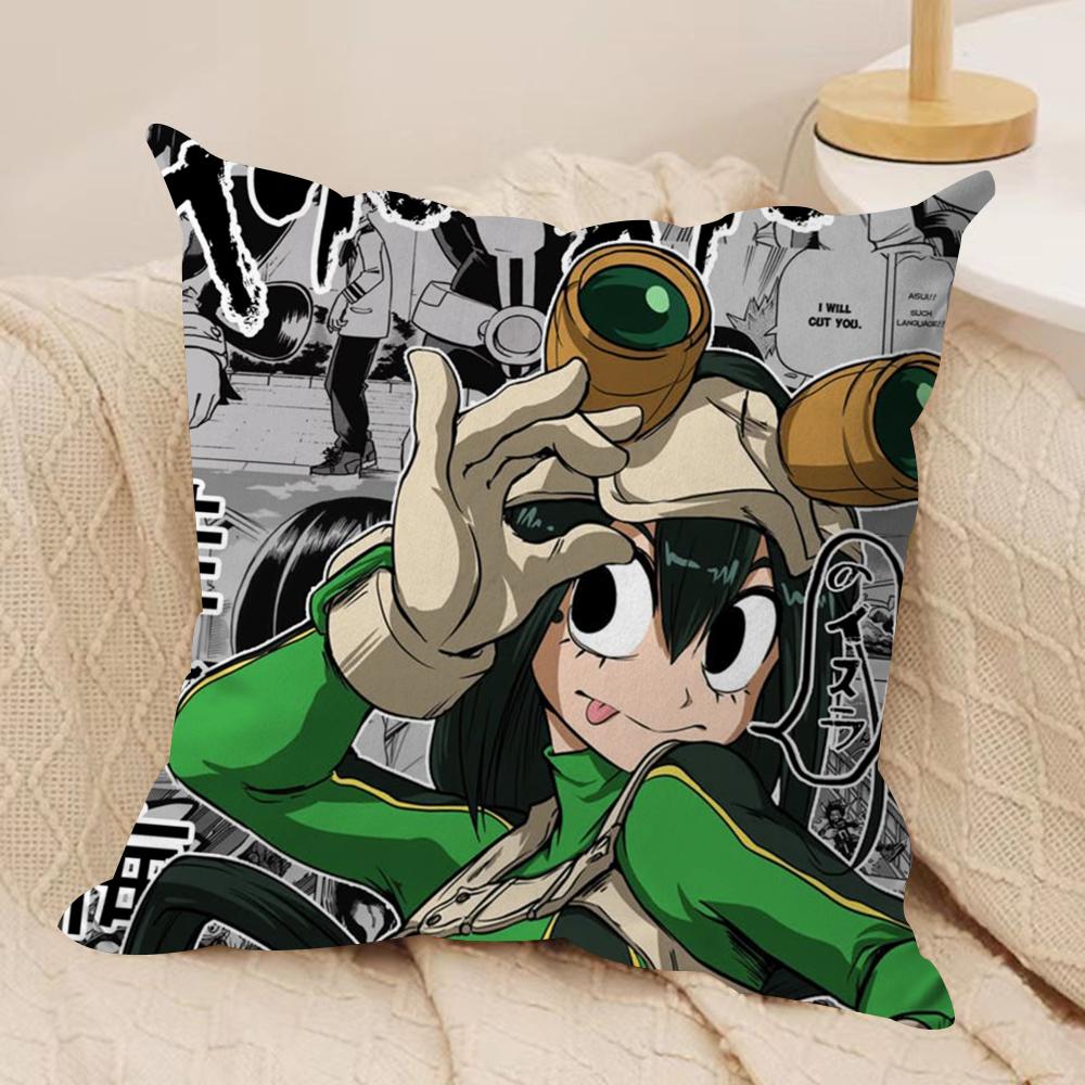 Froppy TTsuyu AAsui Cushion Cover Silky Short Plush DoubleSided Printed Pillow Case for Sofa All Seasons Home Decor Gift