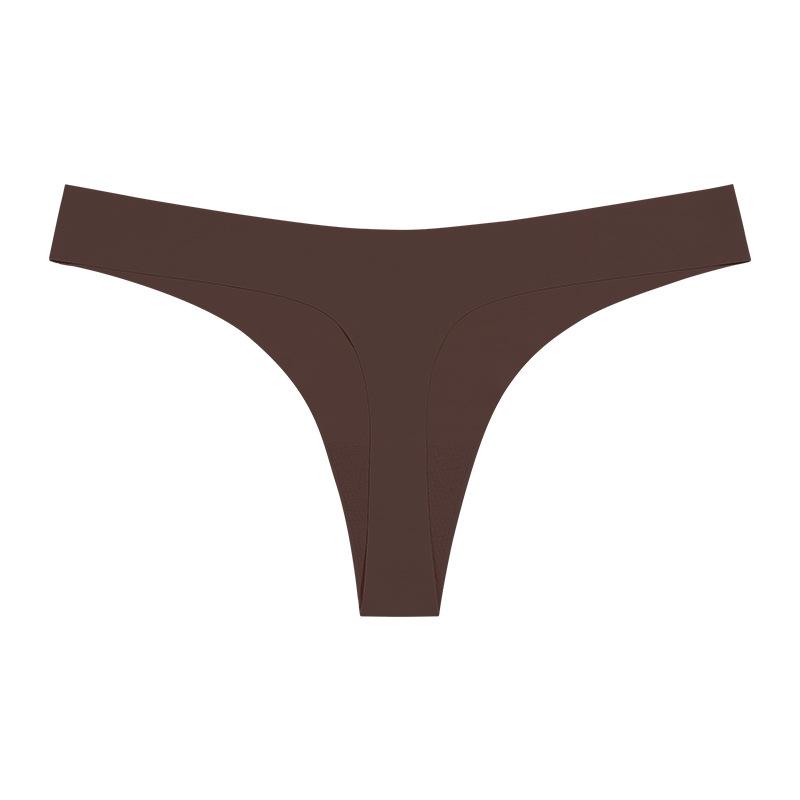 Large size European and American sexy thong women's t-pants one-piece seamless ice silk sexy fitness sports underwear