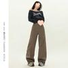 Women's High-Waisted Slimming Straight-Leg Military Green Jeans - Retro Workwear Style for Spring 2025.