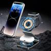 15w All In One Portable 3 In 1 Magnetic  Wireless Charger Multifunction 15W Fast Charging Dock Transparent Design Vertical Charger