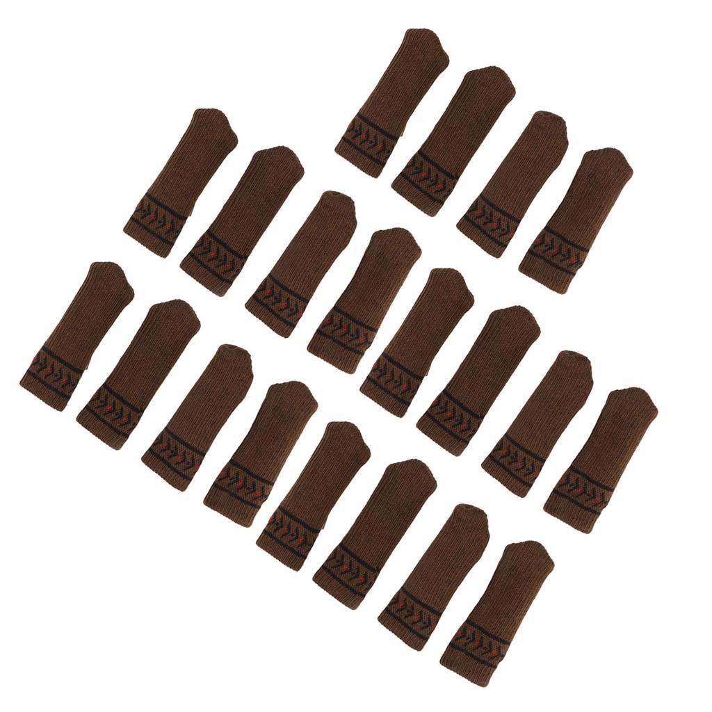 20Pcs Chair Leg Protector Table Furniture Cap Covers Prevent Scratches Noise Free Thickened Knitted Floor Pad Set Brown