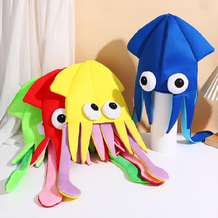 Kreativer Tintenfisch-Charakterhut Cartoon-Kostüm-Requisite Atmungsaktiver Stoff Rollenspiel-Accessoire Feiertagsveranstaltung