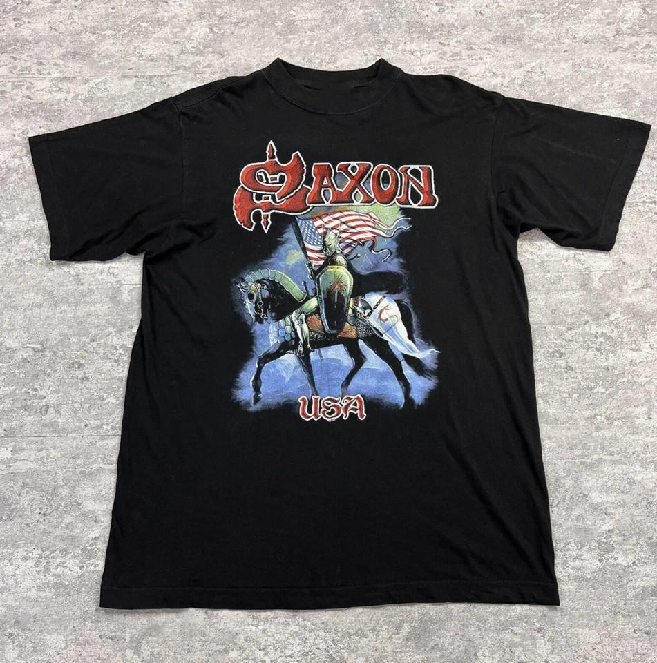Vintage Saxon Band Tour T-shirt Classic Adult Full Size  SG117  Unisex T-Shirt S