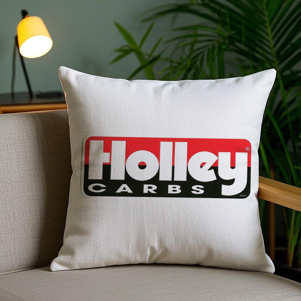 Logo H-Holley Cushion Cover Plush Fabric Soft Double-Sided Printed Invisible Zipper Sofa Pillow Case Home Decor