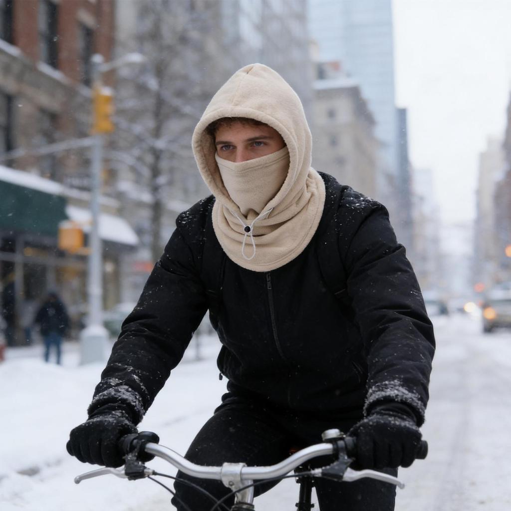 Winter Hood Hat Windproof Breathable Adjustable Drawstring Warmer Winter Hood Hat For Cold Weather Cycling Outdoor Work Hiking