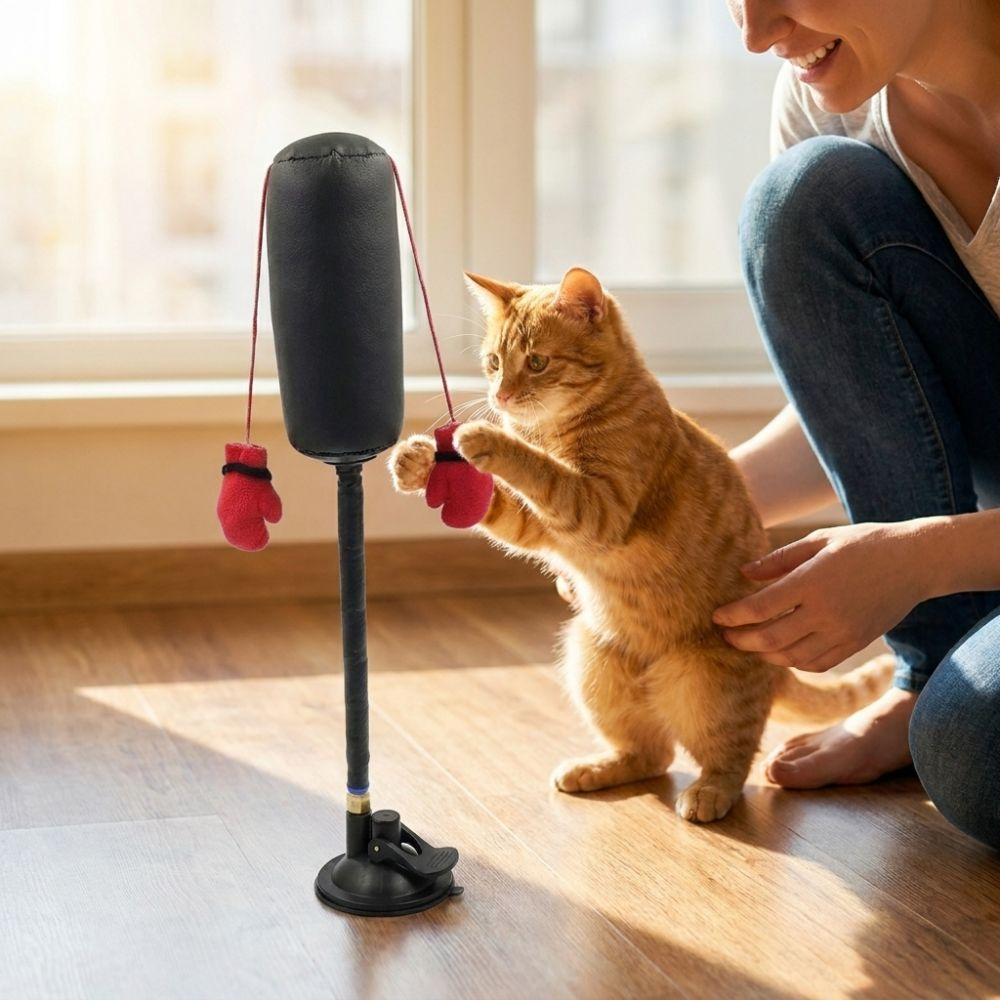 Suction Cup Cat Boxing Toy Self-standing Cat Boxing Game Pet Punching Bag Toy Kitten Teasing