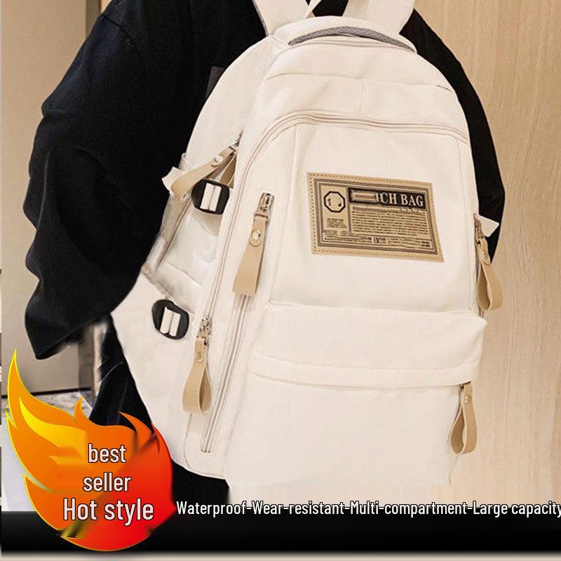 Versatile Large Capacity Solid Color Backpack for Students – Unisex Korean Style