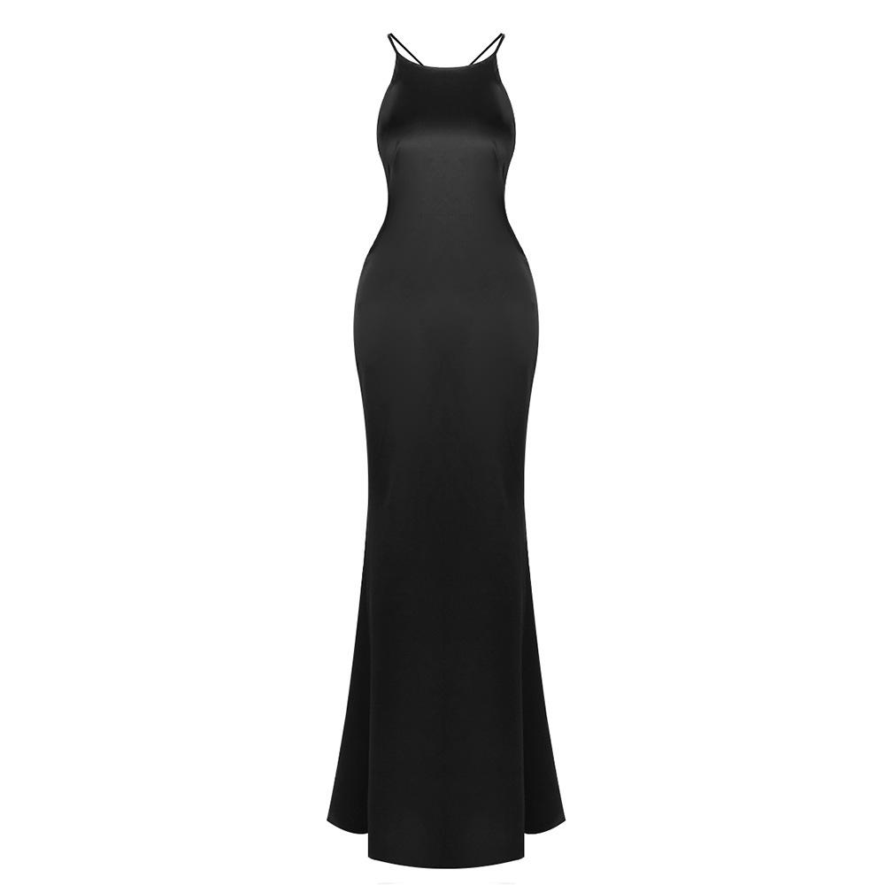 Spot | Neck Halter Long Dress Celebrity Temperament, Slim and Thin Seaside Vacation Dress Seaside Vacation Dress