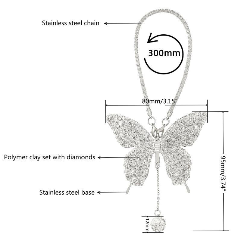 Diamond Butterfly Car Pendants Luck Hanging Ornaments Car Interior Glass Decorations Car Styling Home Decors