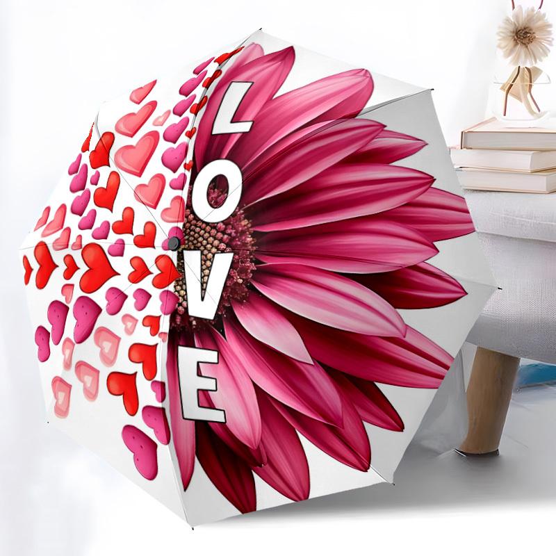 1pc Love Hearts Automatic Open/Close Umbrella - Compact Travel Umbrella, Gift for Birthday, Holiday yy260106035