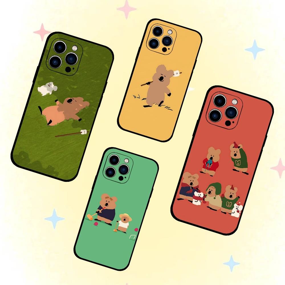 Cute Bear Black Phone Case That Fits For IPhone 17,16,15,11,13,14 Pro Max,Plus,X,Xr,Xs Max,13Mini