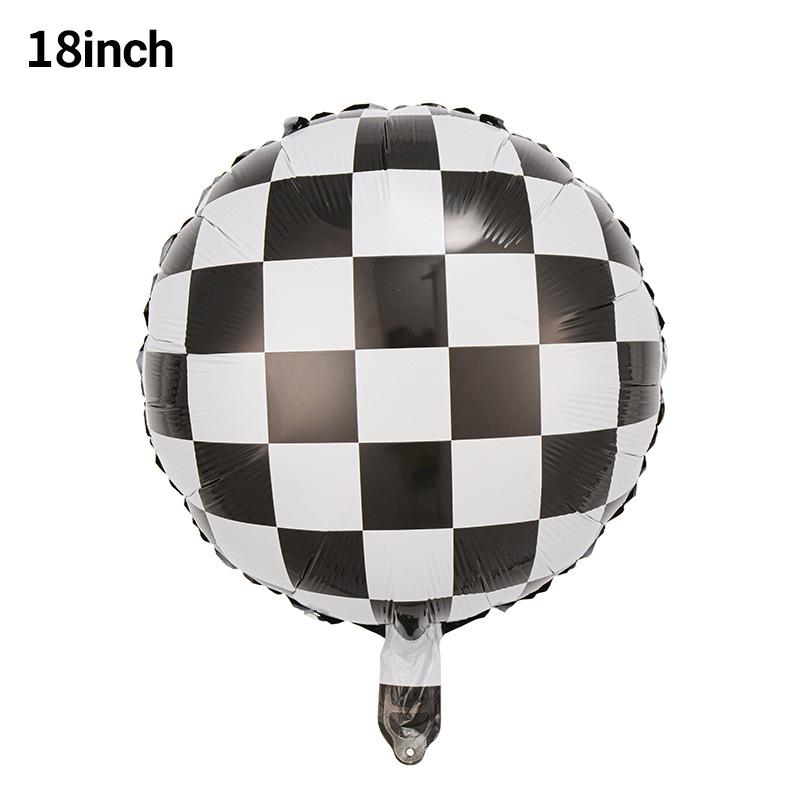 

Tire Balloon 18 Inch Black And White Plaid Round Aluminum Film Balloon Racing Theme Decorative Formula Rally Car 18 Inch Black and White Grid Ball
