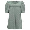 Summer Casual Women's Lace Hollow Slimming T-Shirt Round Neck Short Sleeve Solid Color Blouse Spring Fashion