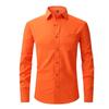 Men's Long-sleeved Shirt: Four-way Stretch, Crease-resistant, Plain-coloured, Business-casual, Loose-fit, Plus Size