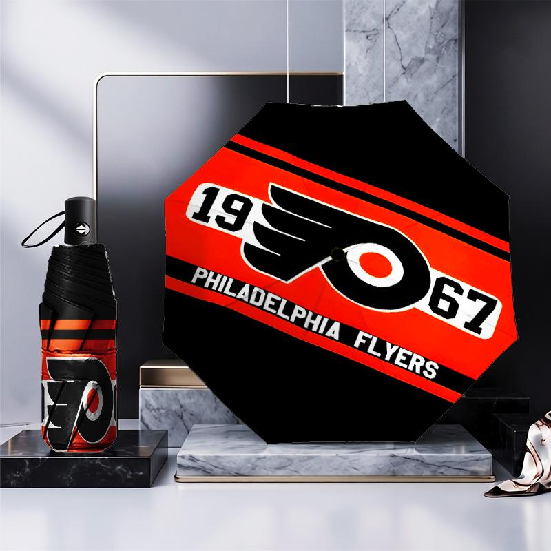 Flyers Hockey Logo Art Umbrella Folding umbrella, automatic umbrella 8-Frame for Travel, camping Use Gift for Halloween Christmas