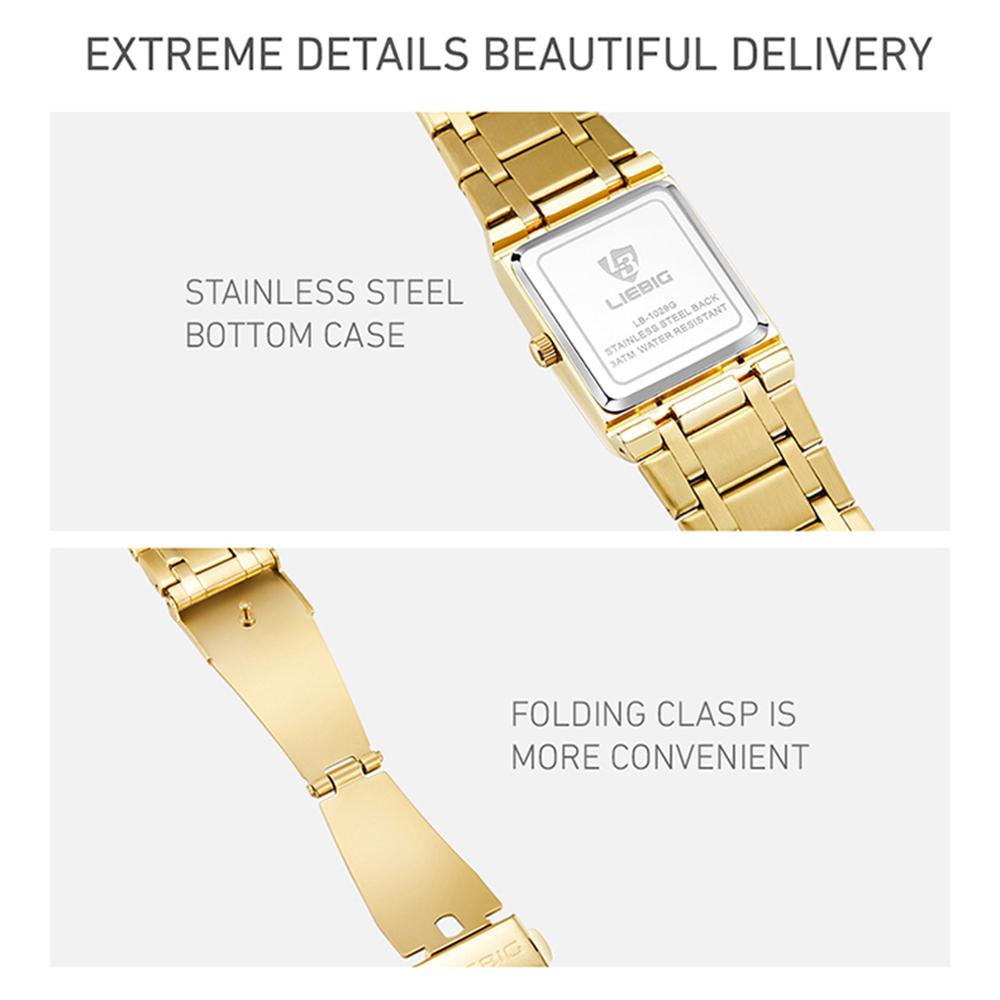 

LIEBIG L1029 For Couple Square Dial Analogue Quartz Wrist Watch with Stainless Steel Strap F