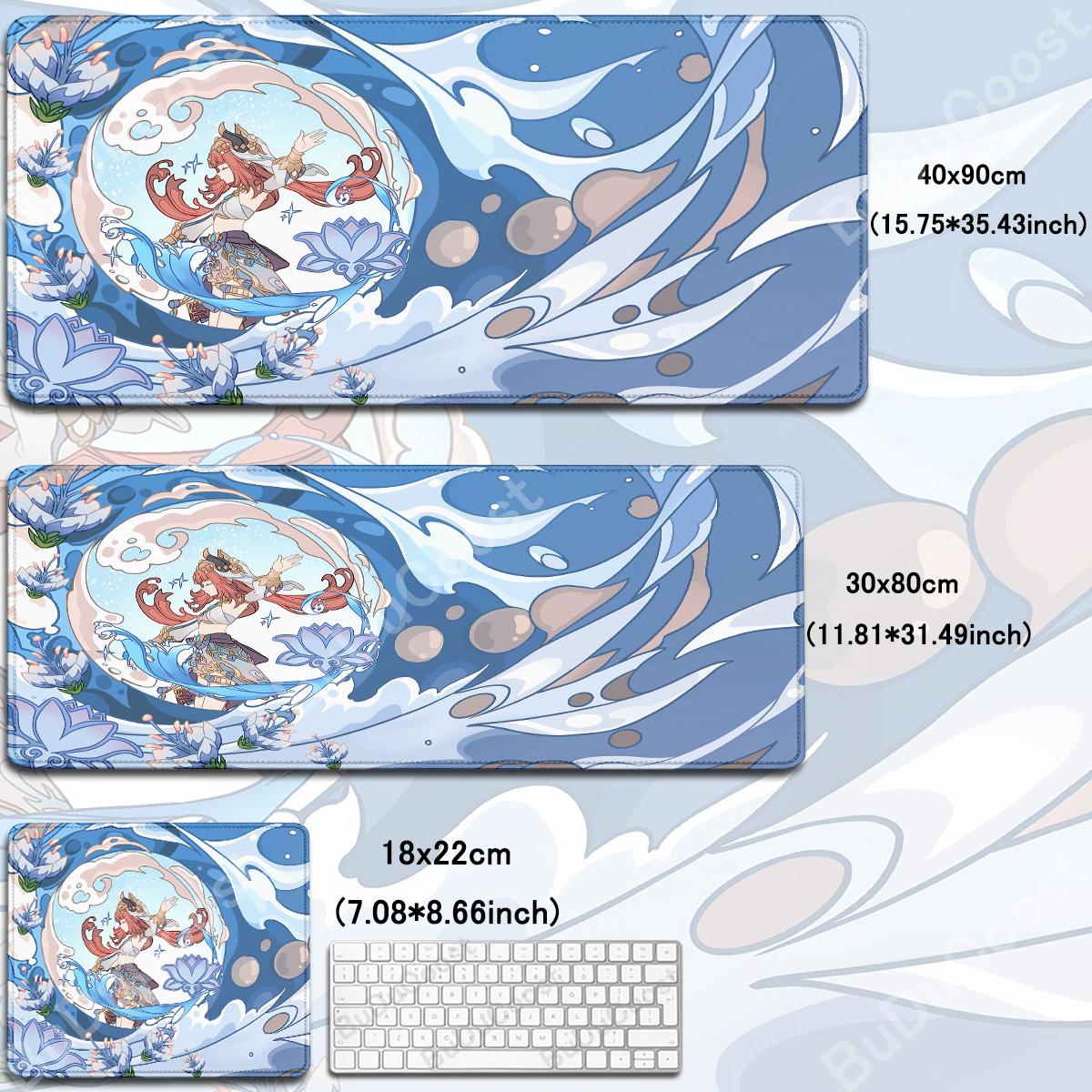 

Gaming Genshin Impact Mouse Pad Cute Cartoon Furina Neuvillette Mavuika Wanderer Raiden Desk Mats XXL Non-slip Keyboard Mousepad Small180x220x2mm