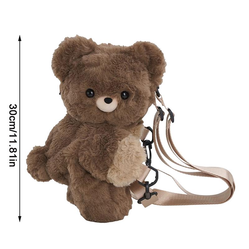 Damen Niedliche Kleine Braune Bär Umhängetasche Mädchen Persönlichkeit Cartoon Puppe Plüsch Rucksack Geschenk