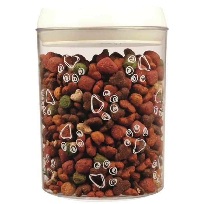 TRIXIE Plastová svačinová krabička - 1,5 L - ø12x17,5 cm - Průhledná a bílá - Pro psa, kočku a králíka