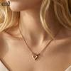 EFFIE QUEEN Stainless Steel 18k Gold Heart Shaped Pendant Necklace Romantic Jewelry for Women ,Wedding Party Banquet Gift STKN09