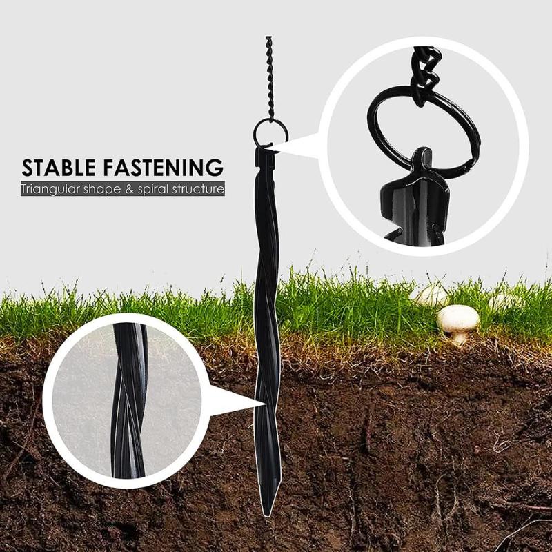 1/2Pcs Aluminum Rain Chain Anchors Black Gutter Drainage Hooks 10Inch Stakes 20Inch Chains Durable Easy Installation