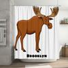 Whimsical Moose Shower Curtain Decor Brooklyn Home Bath Liner For Kids Adults Waterproof Fabric With Hook Rings Set