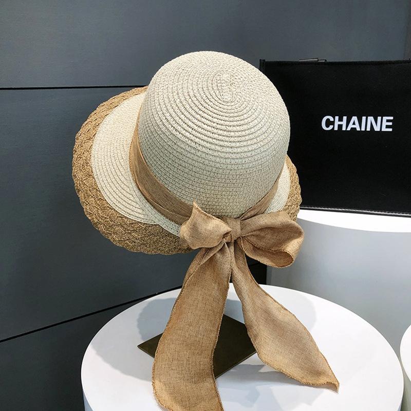 New Streamer Summer Sunscreen Straw Hat Big Eaves Travel Cover Sun Hat Casual Sun Hat