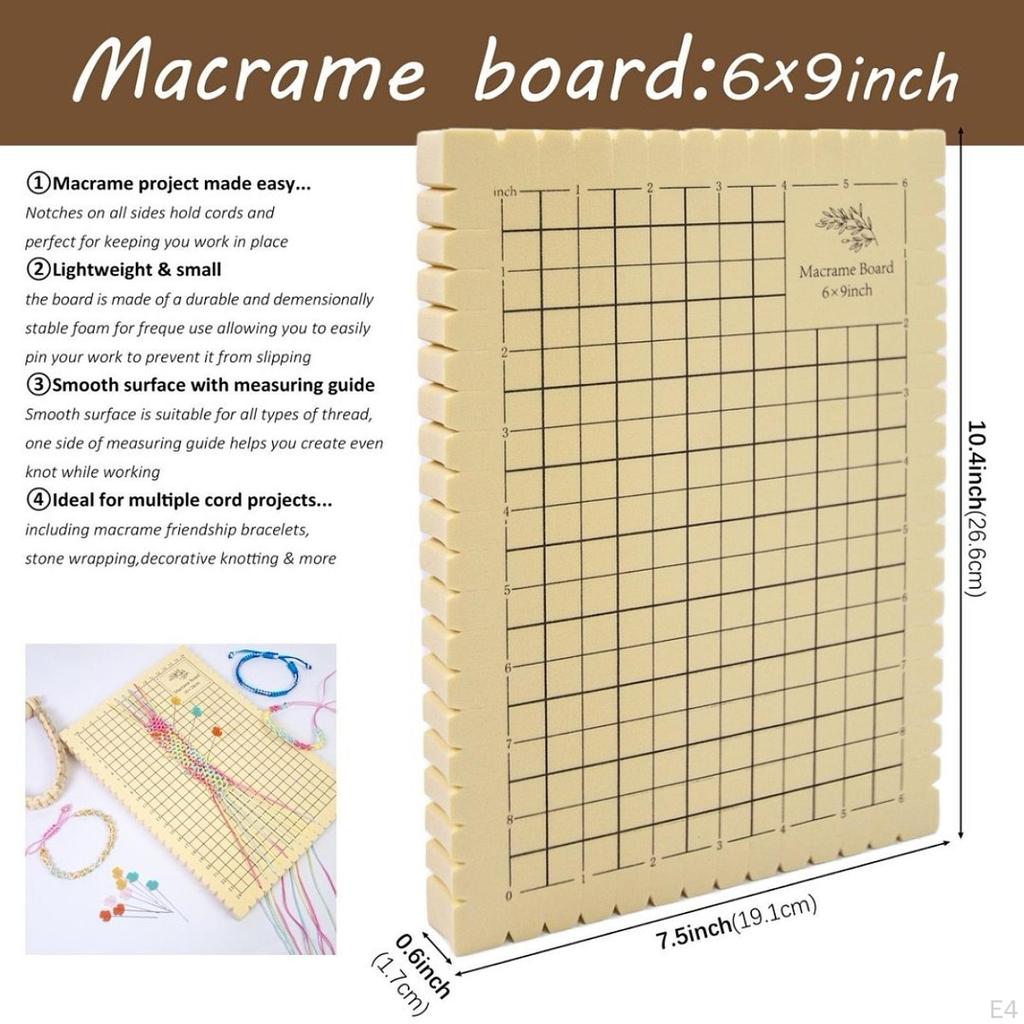 Macrame Board and Pins Kit with Grids for Measuring Reusable English Instruction Handmade