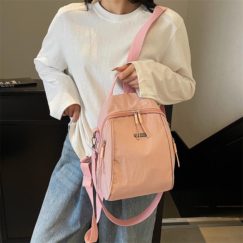 Schoolbag1011 New Backpack Nylon Backpack European and American Handheld Women's Bag Solid Color Female College Student Backpack Crossbody Small Bag