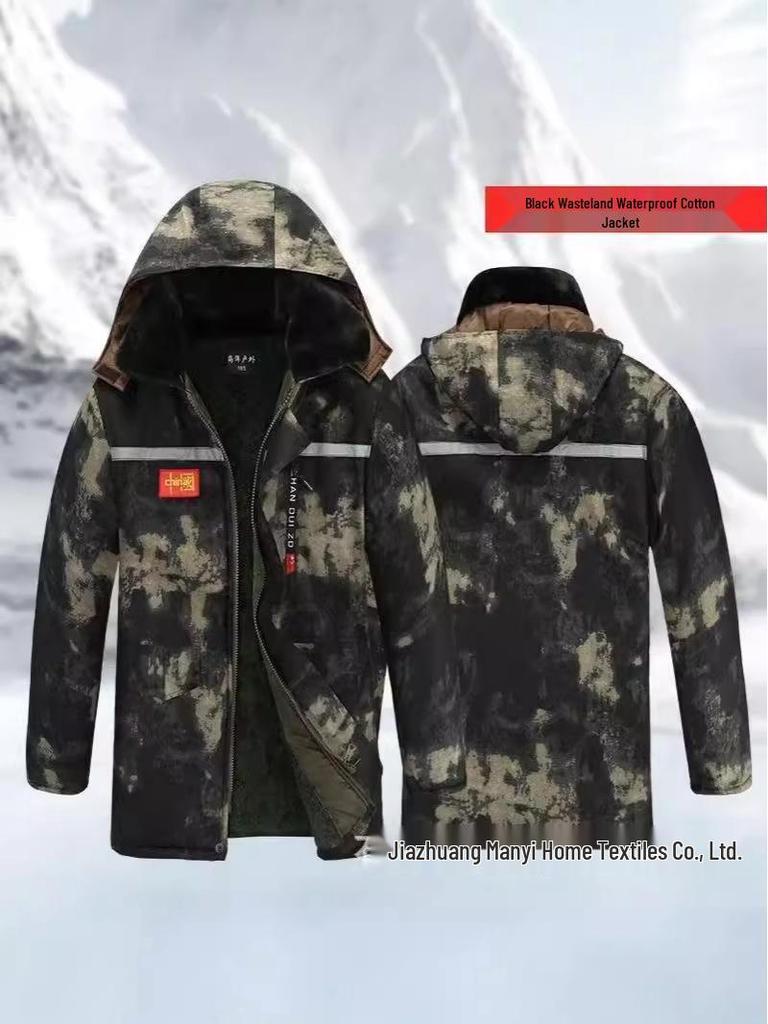 Veste de travail d'hiver pour homme en coton imperméable doublée polaire camouflage