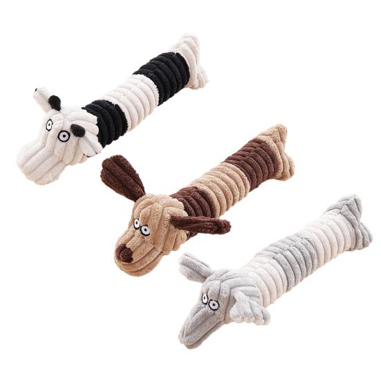 Plush Animal Dog Toy Interactive Squeaky Chew Toy Soft Stuffed Long Cow Elephant Tug-of-War Toy for Teething Boredom Relief