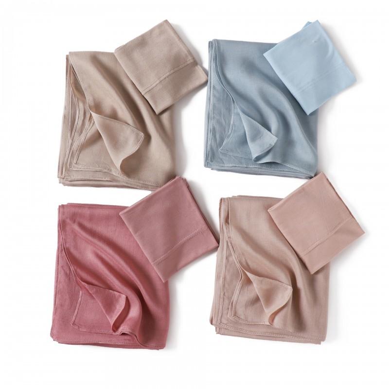 Premium Solid Color Modal Rayon Scarf With Matching Beanie Set Lightweight Wrap Shawl All