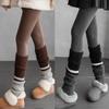 2pairs American Retro Cashmere Color Blocking Long Sock Winter Warm Knitted Leg Warmers for Women Lolita JK Boot Cover Stockings