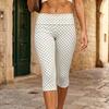 Womens Polka Dot Cropped Slim Fit Casual Pants Low Waist Streetwear 7/8 Length Stretch Cotton Blend