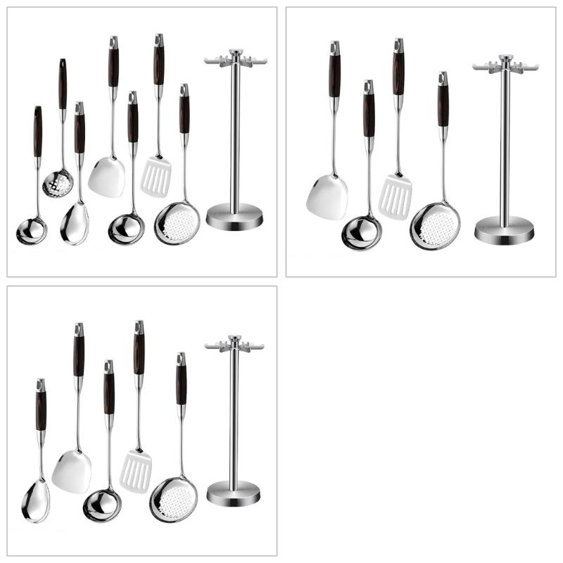 Utensili da Cucina in Acciaio Inossidabile Argentato Utensili da Cucina in Metallo con Manico Comodo Utensili da Cucina per l'Uso Quotidiano in Cucina