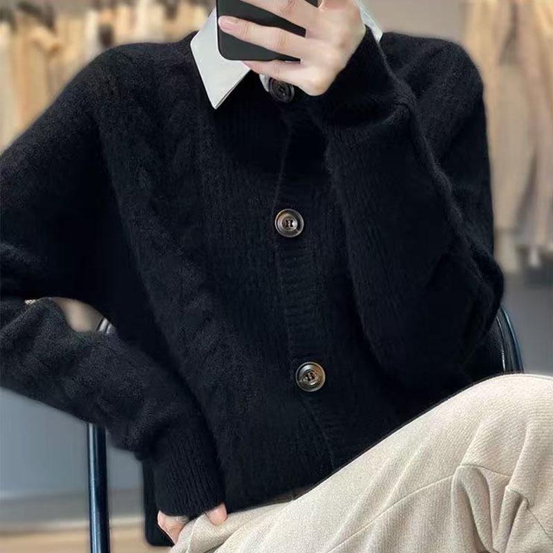 Women's Wool Cardigan - 2025 Autumn/Winter, Stylish, Slim, Casual, Short, Loose, Long Sleeve Sweater