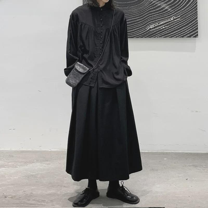 Unisex Dark Niche Wide-Leg Skirt Pants - Irregular, Loose-Fit for Spring/Summer, Yamamoto-Inspired